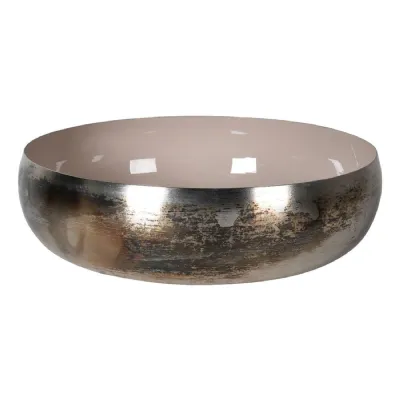 Silver and Mushroom Enamel Bowl