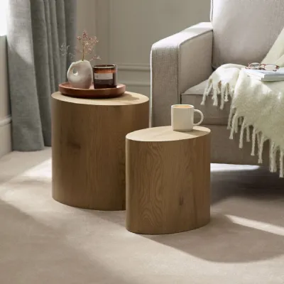Toba Light Oak Effect Nest Of 2 Tables