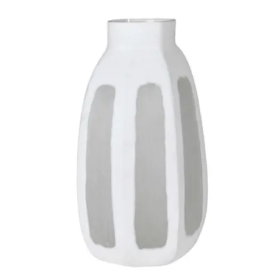 White Glass Hexagonal Vase