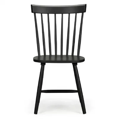 Black Painted Solid Hardwood Dining Chair with Low Sheen Lacquer Finish