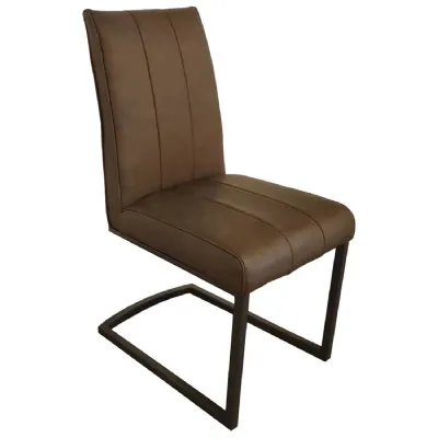 Trent Cantilever Dining Chair In Vintage Brown Pu