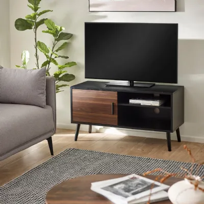 Trent Walnut And Black Small TV Stand Up To 43