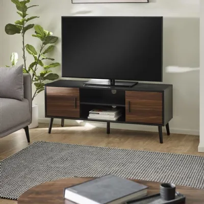 Trent Walnut And Black Large TV Stand Up To 55