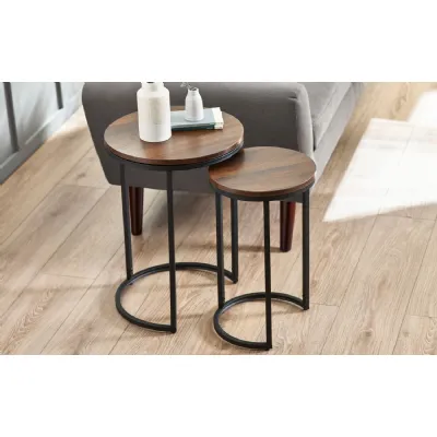 Tribeca Round Nesting Side Tables Walnut