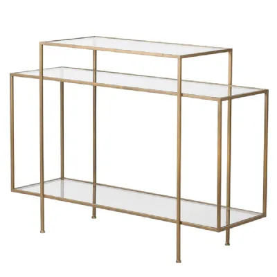 Glass Tiered Geometric Console Table