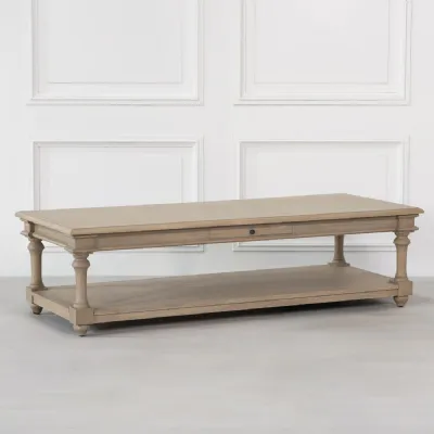 Rustic Wooden 170cm Coffee Table with Drawer