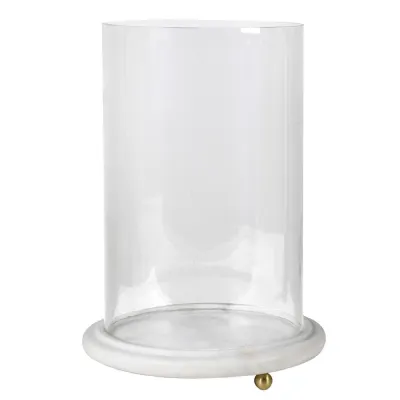 Large White Marble Base Hurricane