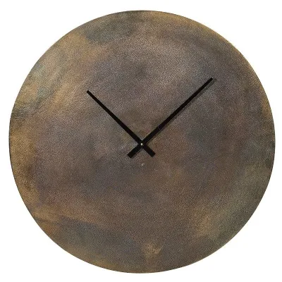 Modern Large Round Mars Antique Brass Wall Clock With No Figures