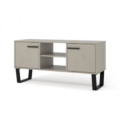 Grey Washed Wax Flat Screen TV Media Unit with 2 Doors