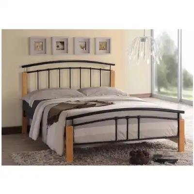 Strata Black and Pine Wood Posts Bed Frames