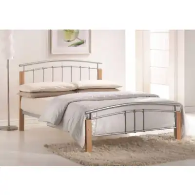Strata Silver and Pine Wood Posts Bed Frames