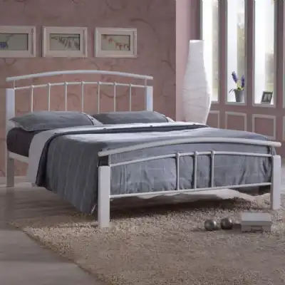 Strata Silver and White Wood Posts Bed Frames