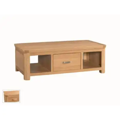 Travis Solid Oak 120cm Coffee Table with Drawer