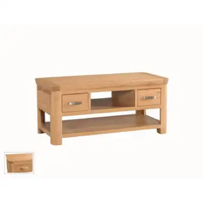 Travis Solid Oak 100cm Coffee Table with Drawers