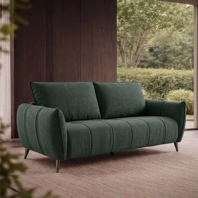 Mint Green Fabric 3 Seater Cushion Back Sofa Nickel Legs