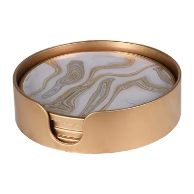 Set of 4 Gold Swirl Coasters