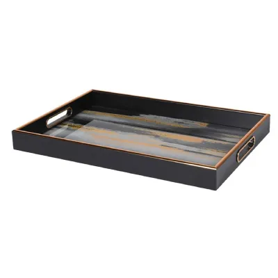 Abstract Gold and Black Tray