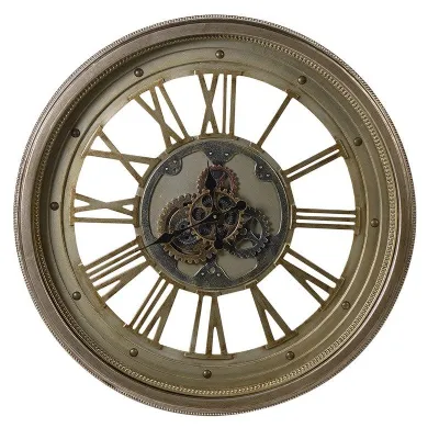 Large Vintage Round Steampunk Antique Cogs Roman Numerals Wall Clock