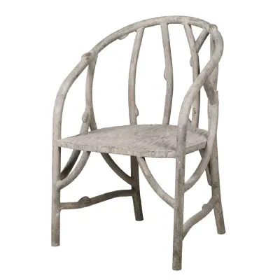 Rustic Faux Bois Iron Chair