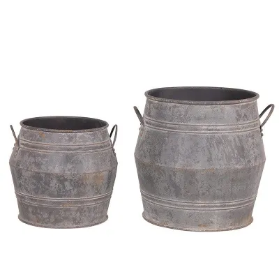 Set of 2 Large Metal Buckets