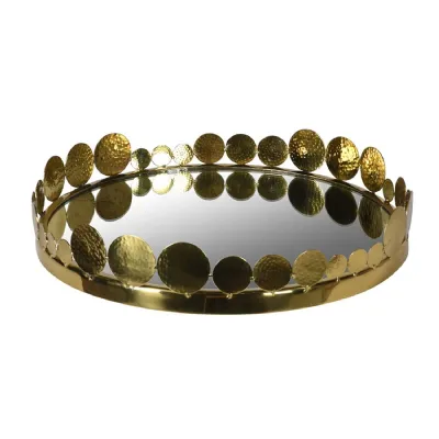 Gold Circle Edged Mirror Tray