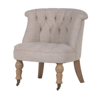 Modern Beige Upholstered Buttoned Chair