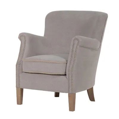 Traditional Style Light Grey Cotton Easy Chair