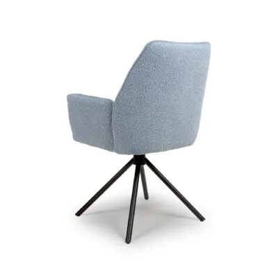 Light Blue Velvet Carver Dining Chair Black Metal Legs