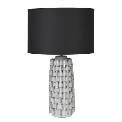 Grey Table Lamp with Black Linen Shade