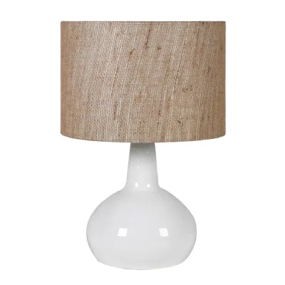 Ivory Bulbous Table Lamp with Linen Shade
