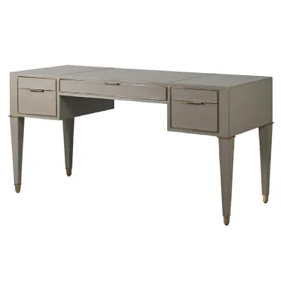 Rocco Mushroom Leather 3 Drawer Desk