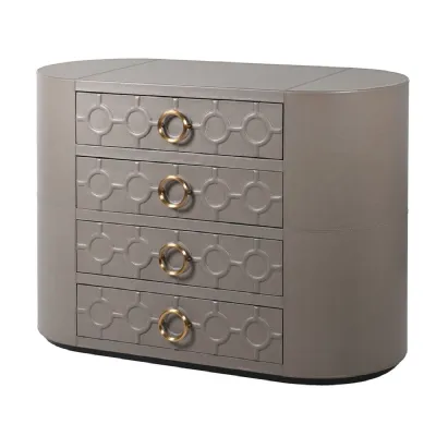 Rocco Leather Mushroom 4 Drawer Chest