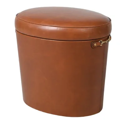 Rocco Leather Tan Storage Bucket Stool
