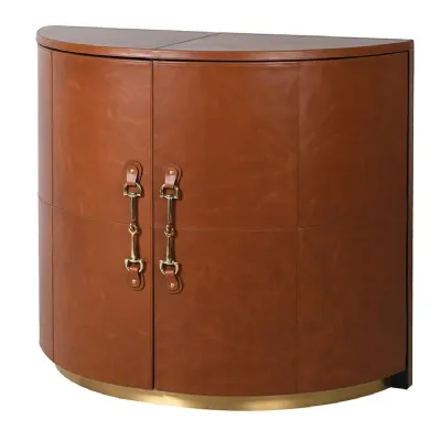 Rocco 2 Door Leather Tan Dome Cupboard