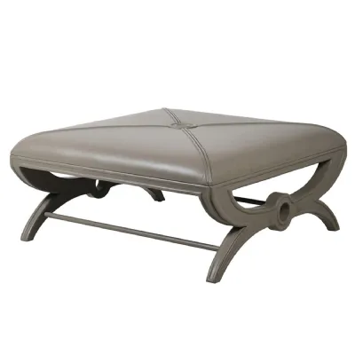 Rocco Mushroom Leather Curve Leg Ottoman