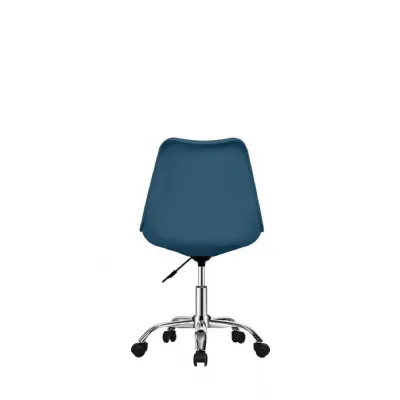 Modern Blue Swivel Office Chair Chrome Base