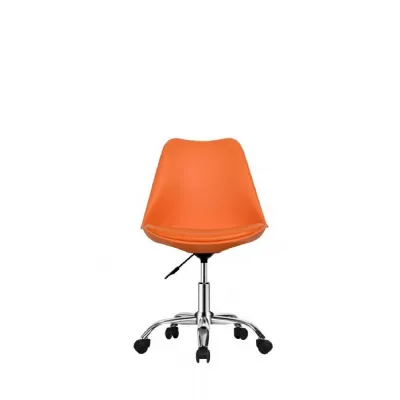 Modern Orange Swivel Office Chair Chrome Base