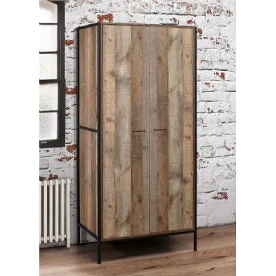 Industrial Wood Effect 2 Door Wardrobe