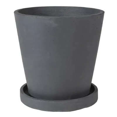 Grey Plant Pot and Saucer