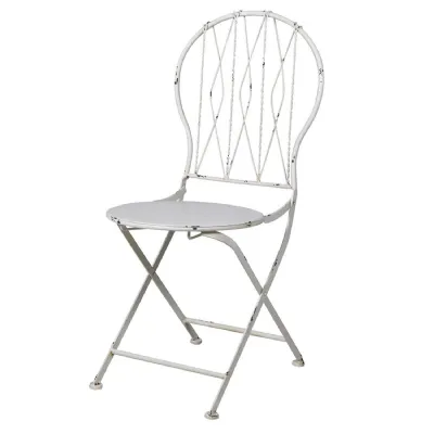 White Wash Folding Metal Chair