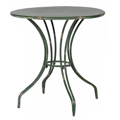 Dark Green Distressed Round Metal Table