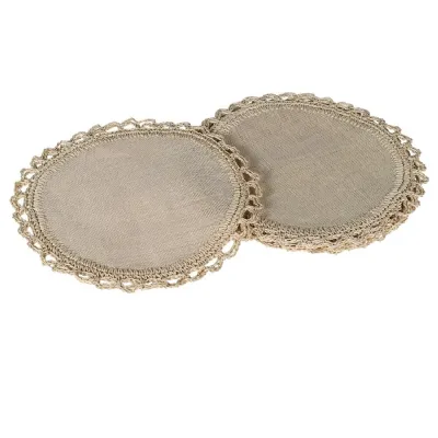 Set of 4 Natural Round Crochet Placemats