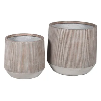 Set of 2 Ribbed Planters