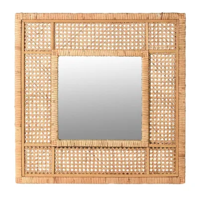 Square Bergere Natural Rattan Mirror