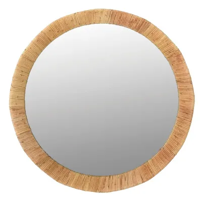Small Natural Rattan Round Wall Mirror