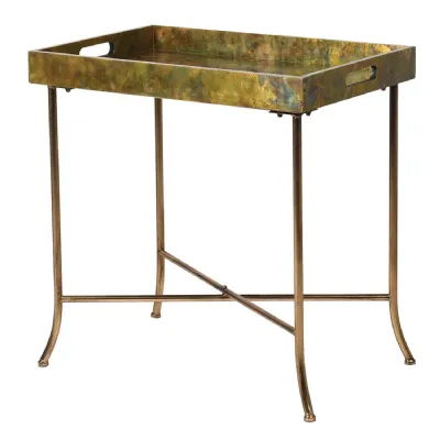 Mottled Brass Effect Tray Table