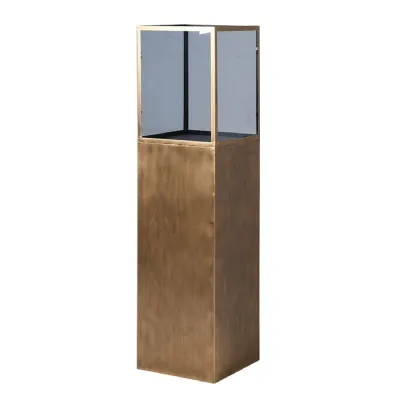 Extra Large Gold Metal Candle Holder On Plinth