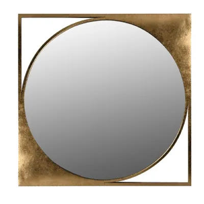 Square Framed Circular Mirror