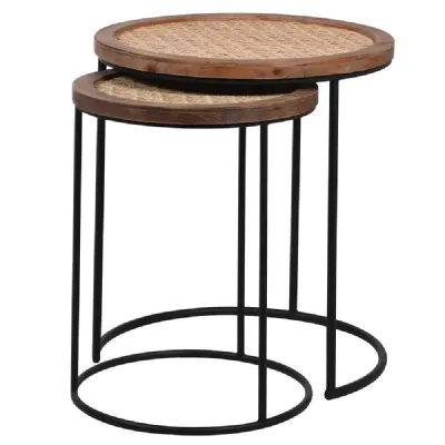 S 2 Rattan Top Nest Tables