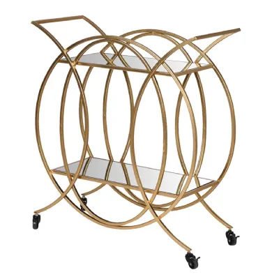 Gold Circles Mirrored 2 Tier Serving Trolley